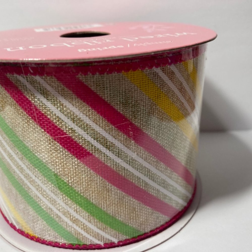 Wired Ribbon Spring Stripe 2.5" 25' - Picture 8 of 12